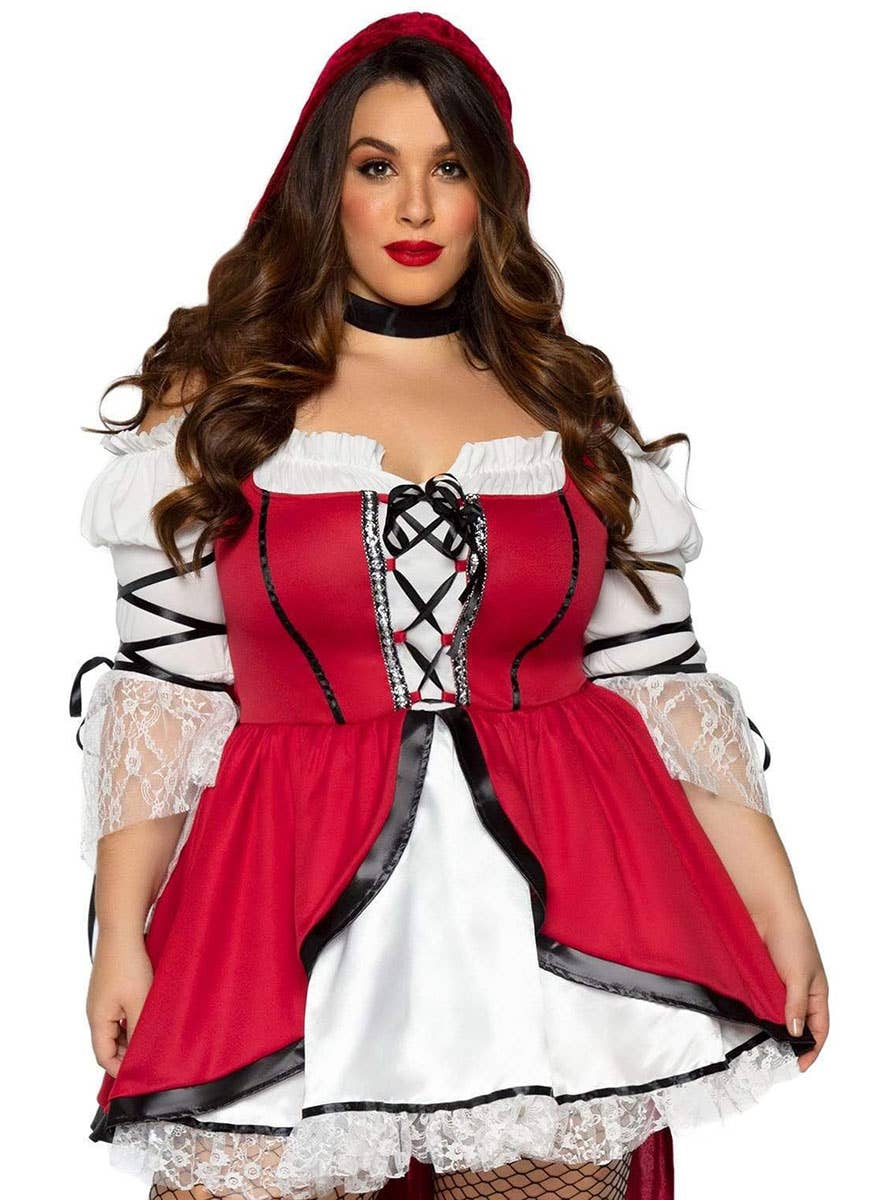 Image of Storybook Red Riding Hood Plus Size Women's Costume - Close Front Image