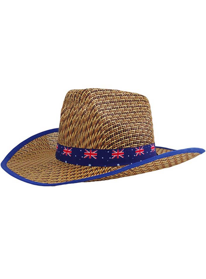 Image of Aussie Flag Print Straw Costume Hat