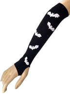 Image of Bat Print Black and White Halloween Costume Gloves