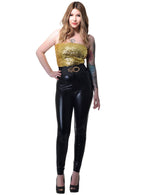 Image of Stretchy Gold Sequin 70's Boob Tube Women's Costume Top - Full View