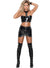 Image of Deluxe Studded Black Vinyl Women's Mini Skirt - Front View