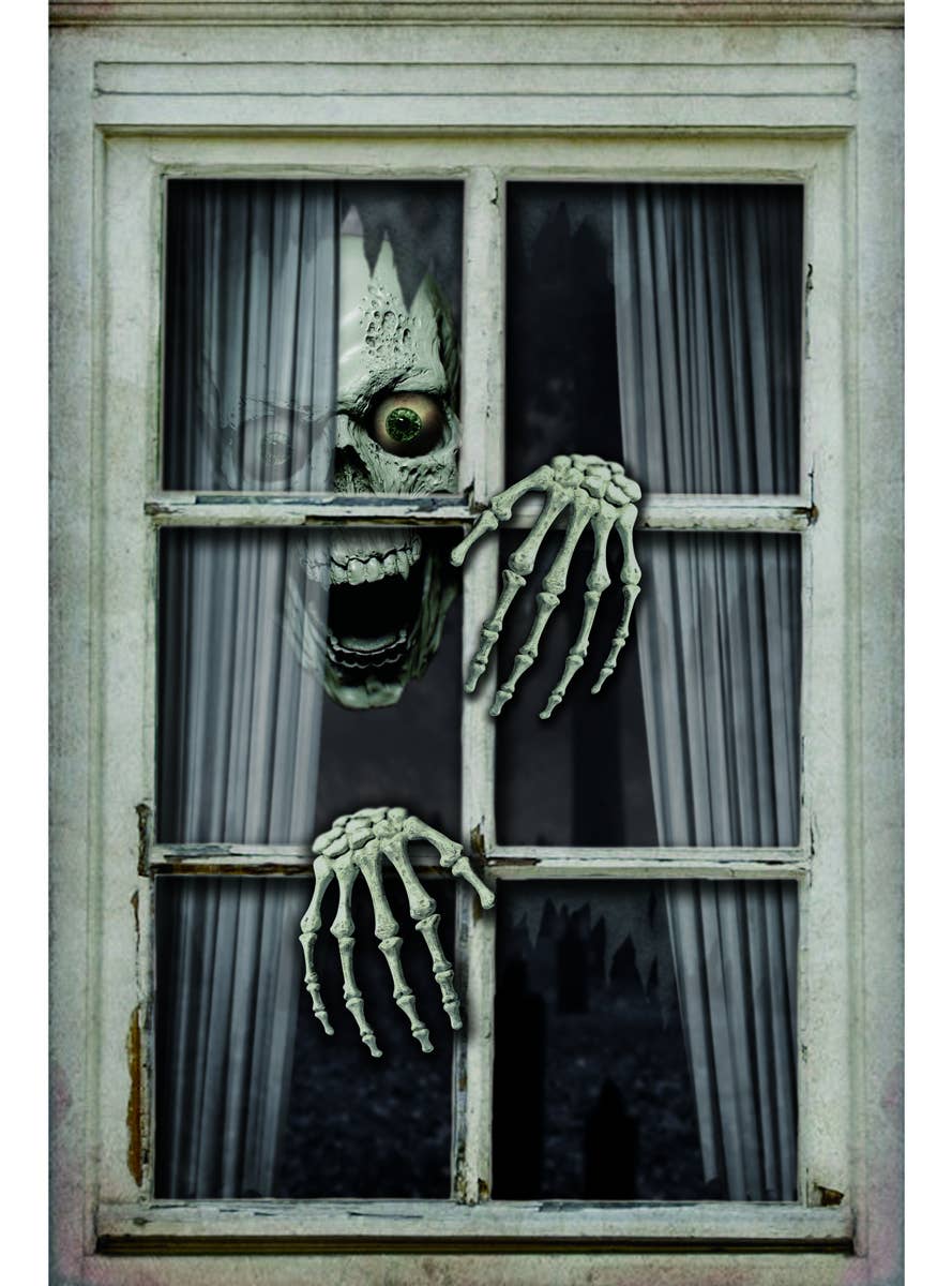 Skeleton in the Window Halloween Decoration