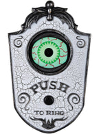 White Doorbell with a Animated Green Eye Halloween Decoration