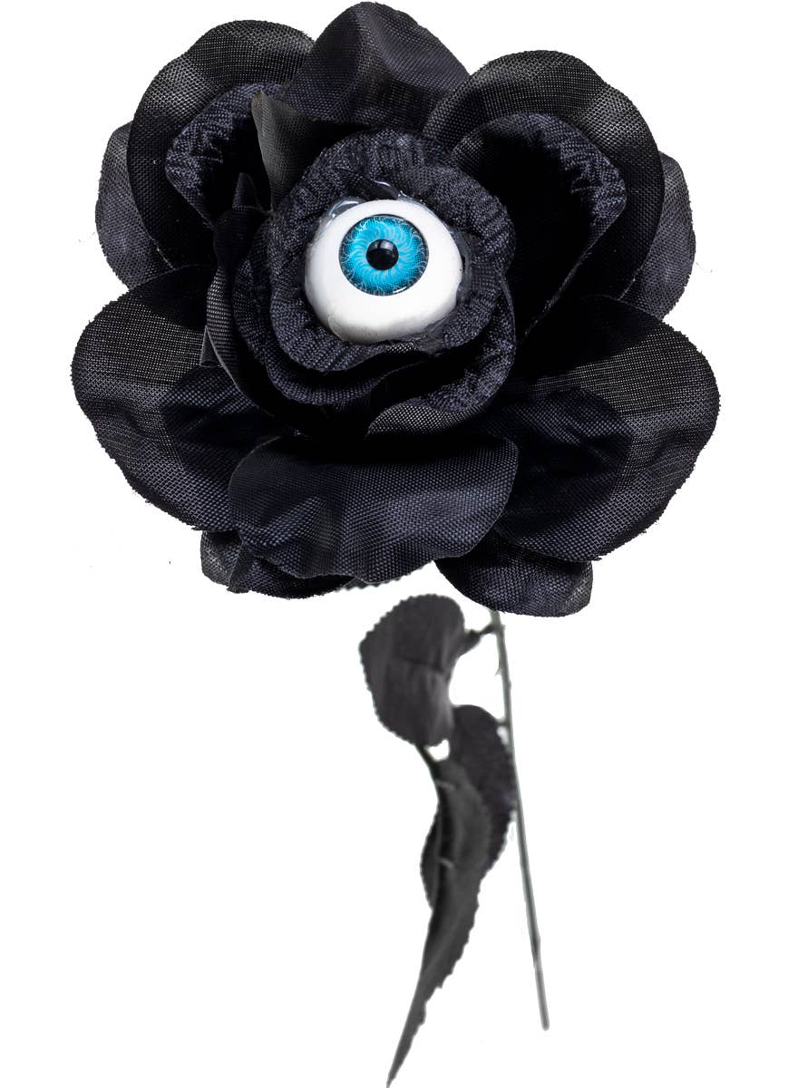 Single Black Gothic Rose Halloween Accessory - Main Image