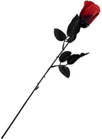 Single Stem Dark Red Rose with Glitter Halloween Accessory - Main Image