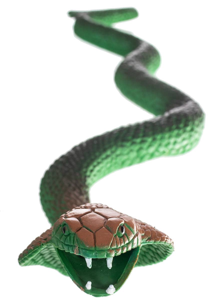 Green and Brown Large Fake Snake Decoration - Close Up Image