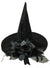 Deluxe Black Witch Hat with Rose and Net Details