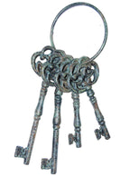 4 Rusty Olden Day Keys on Ring Halloween Accessory