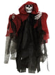 Hanging Red and Black Grim Reaper in Hooded Robe Halloween Decoration