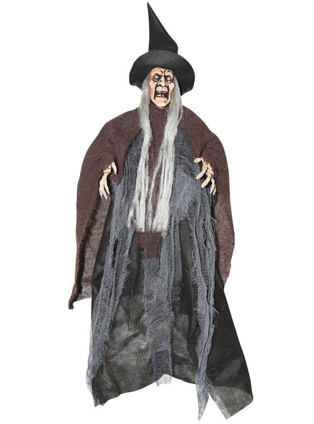 Brown and Grey Hanging Tattered Witch Halloween Decoration