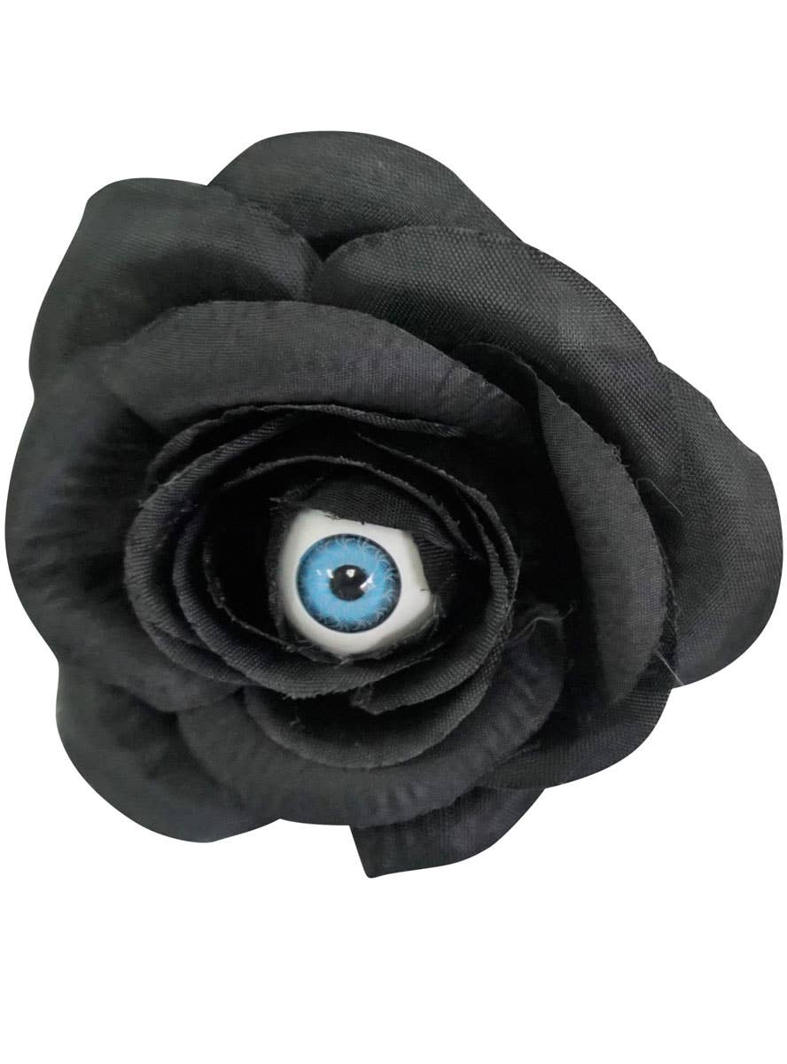 Black Rose Hair Clip with Eyeball Accessory