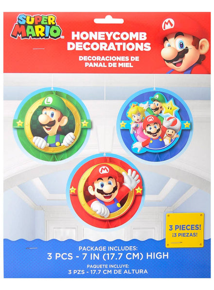 Image of Super Mario Brothers 4 Pack Honeycomb Hanging Decorations