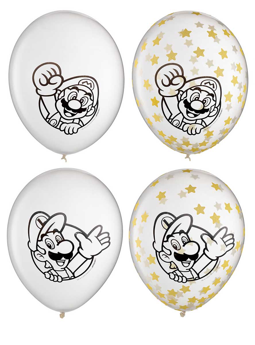 Image Of Super Mario Brothers 6 Pack Balloons with Confetti