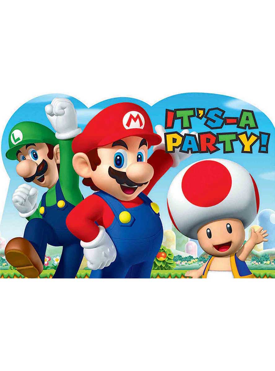 Image Of Super Mario Brothers 8 Pack Party Invitations