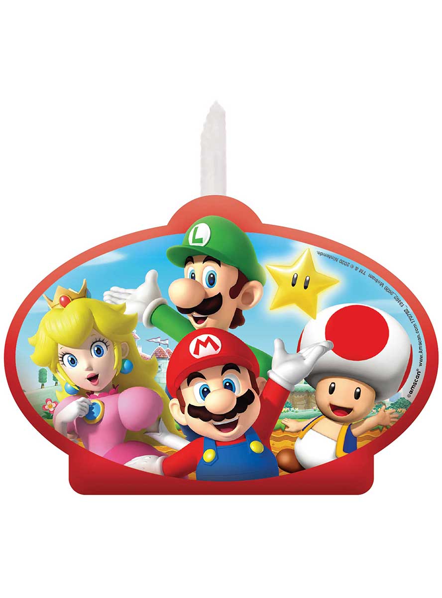 Image Of Super Mario Brothers Birthday Cake Candle