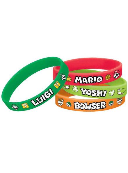 Image of Super Mario Brothers 6 Pack Rubber Bracelets Party Favours