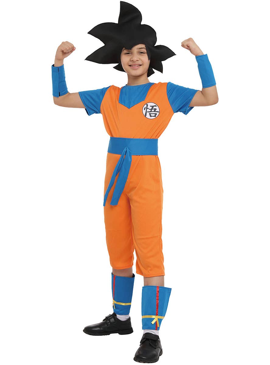 Image of Dragonball Inspired Super Sayan Goku Boy's Costume - Front View