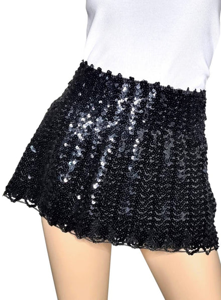 Image of Mini Black Stretchy Sequin Women's Costume Skirt