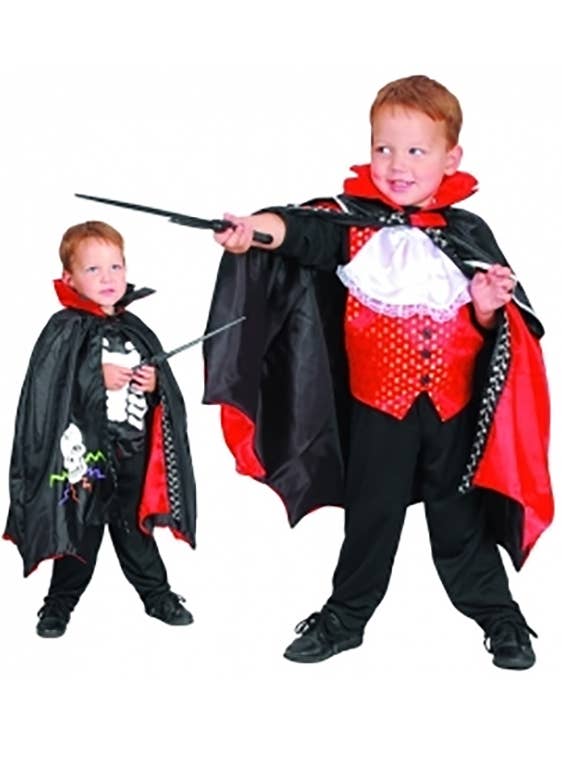 Boys Dracula Vampire Reversible Skeleton Fancy Dress Costume Alt Image