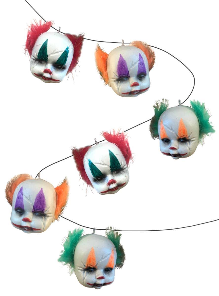 6 Clown Heads Halloween Garland