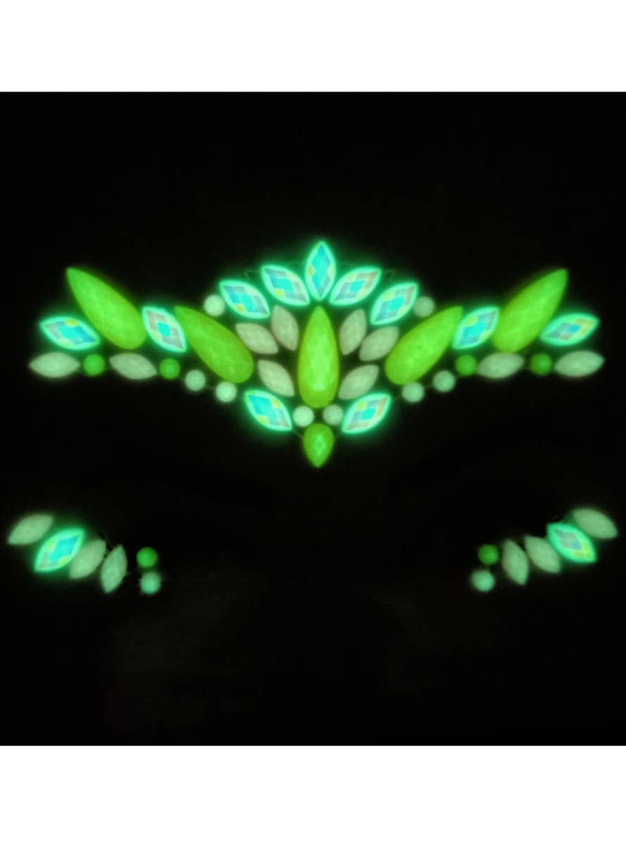 Stick On Pink and Yellow Glow in the Dark Face Jewels - Glow Image