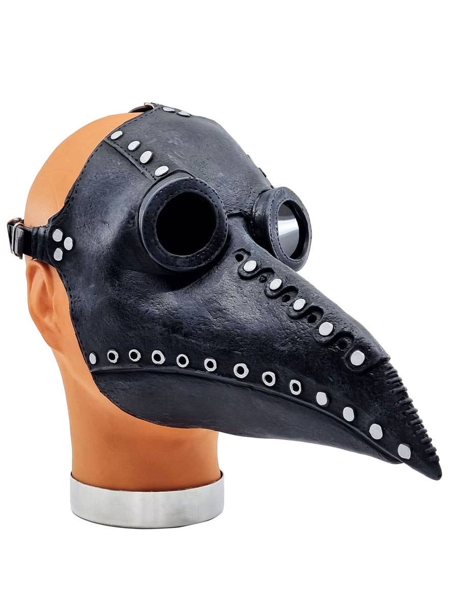 Black Plague Doctor Deluxe Latex Halloween Mask - Main Image