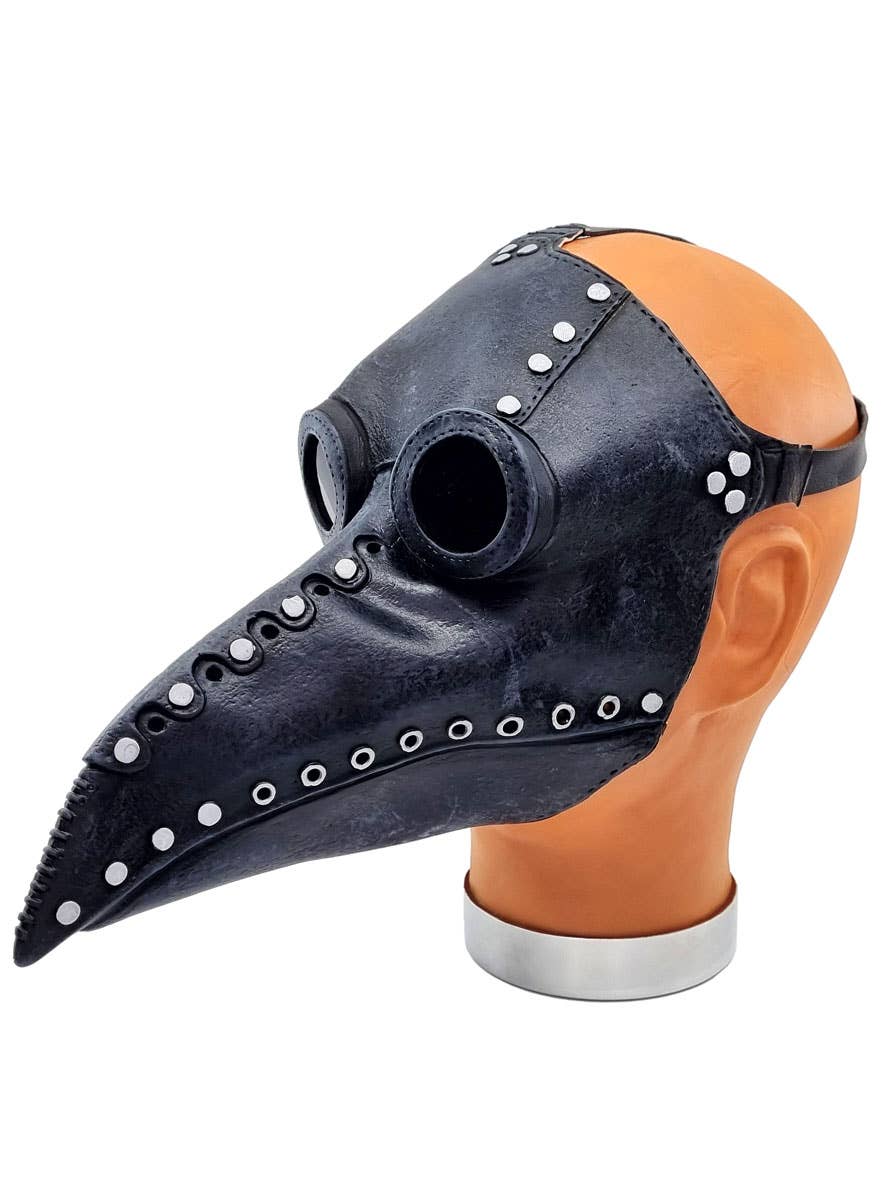 Black Plague Doctor Deluxe Latex Halloween Mask - Alternate Image 3