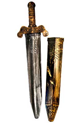 Bronze and Silver Roman Sword and Sheath Costume Weapon Set