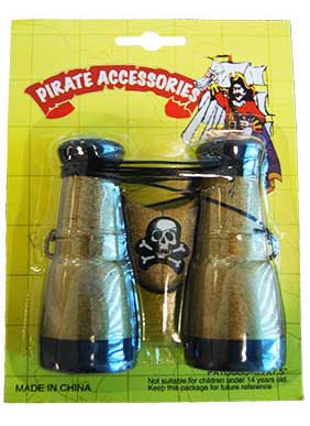 Black and Gold Pirate Skull and Crossbones Binoculars Costume Accessory