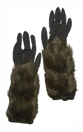 Novelty Brown Werewolf Fur Costume Gloves
