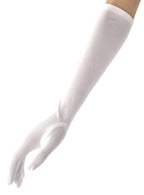 Long White Stretch Elbow Length Costume Gloves