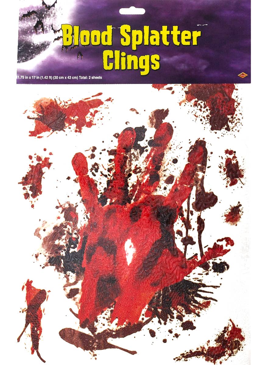 Creepy Blood Splattered Hand Print Window Cling Halloween Decoration