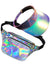 Silver Holographic Visor Hat and Bum Bag Accessory Set