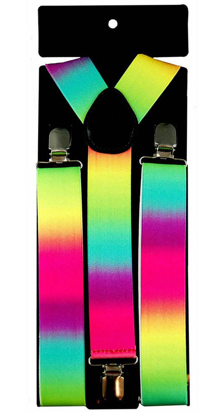 Neon Rainbow Suspenders Costume Accessory Main Image