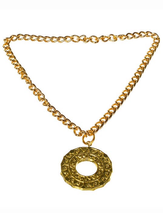 Circular Gold Roman Medallion Costume Necklace