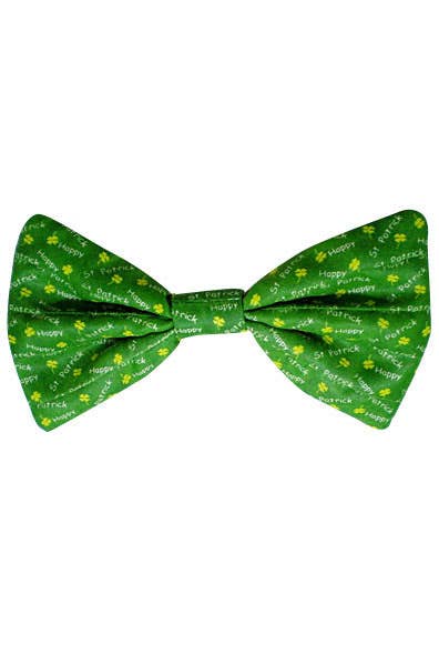 Irish Green Satin Shamrock Bow Tie Costume Accessory 