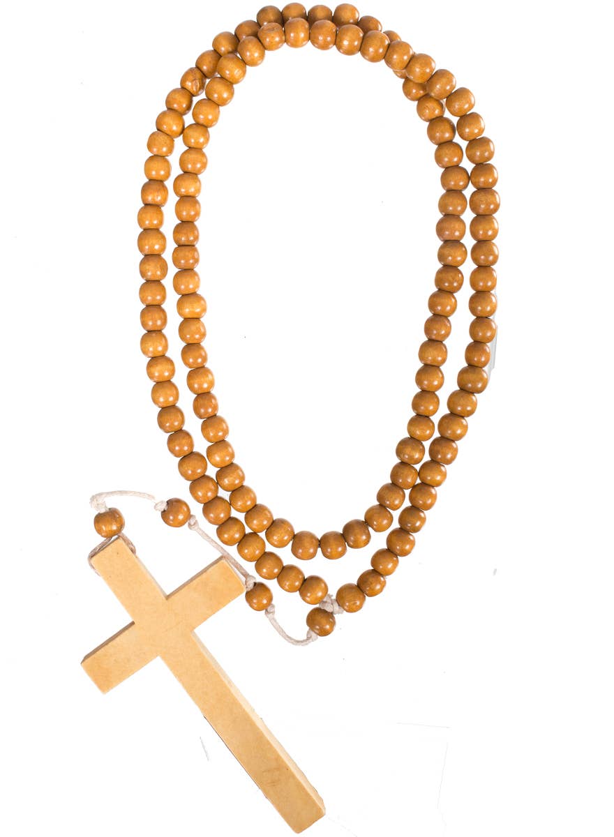 Wooden Religious Cross Costume Necklace - Main Image