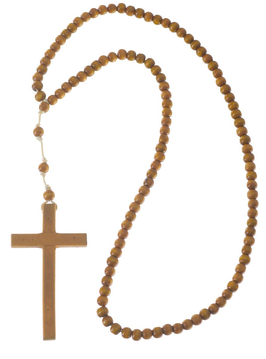 Wooden Religious Cross Costume Necklace - Alternative Image