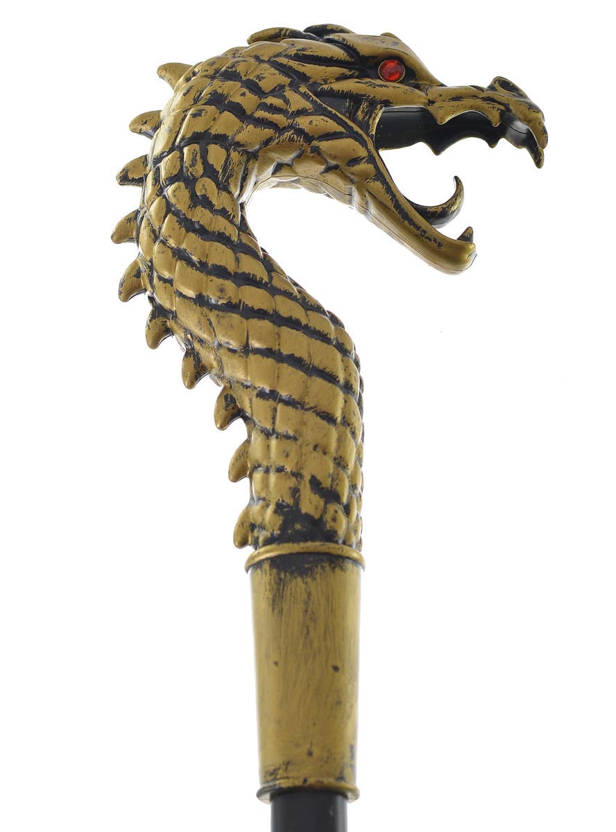 Image of Medieval Gold Dragon Cane Costume Accessory - Close Image