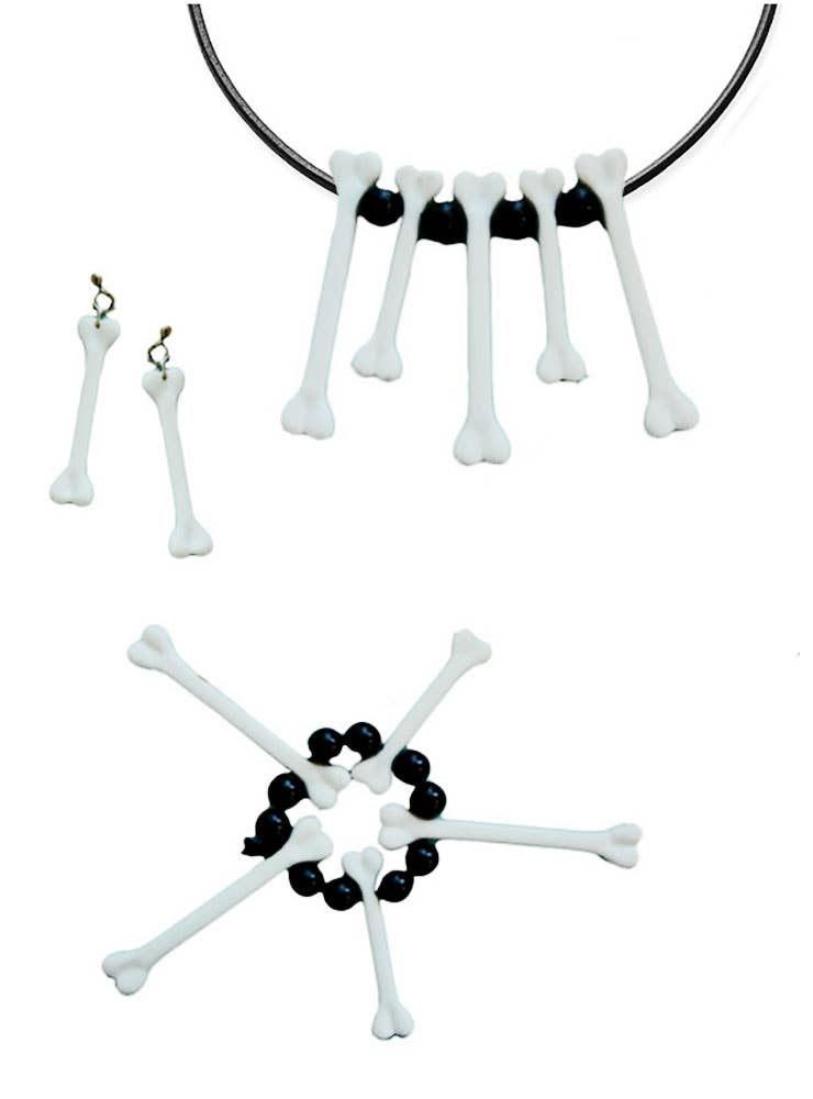 Voodoo Bone Necklace Bracelet and Earrings Set- Main Image