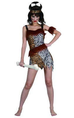 Womens Sexy Leopard Print Cavewomen Costume - Main Image