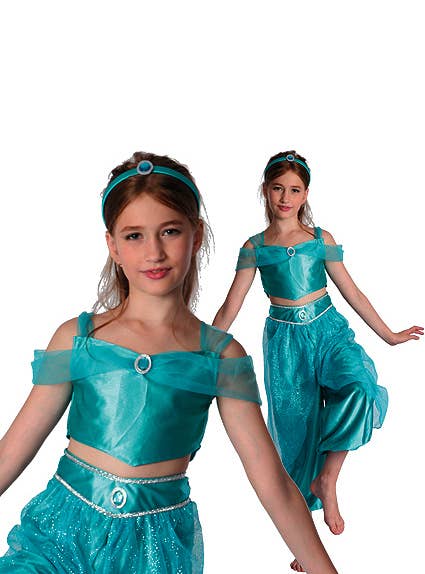 Girls Jasmine Green Princess Girls Costume Alt Image