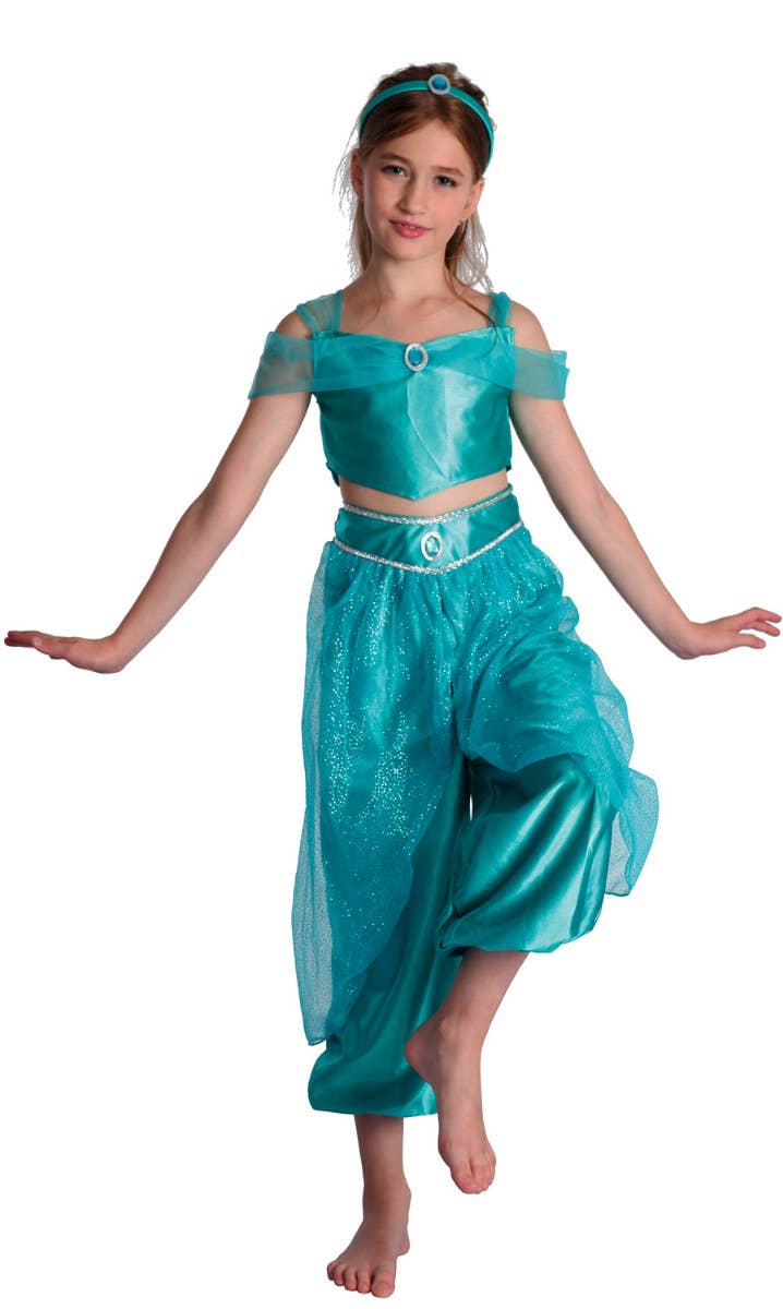 Girls Jasmine Green Princess Girls Costume Main Image