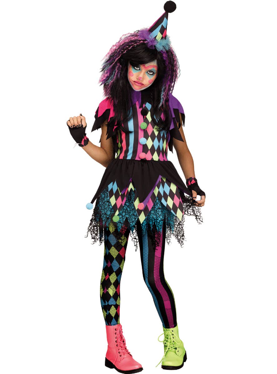 Teen Girls Twisted Halloween Clown Costume