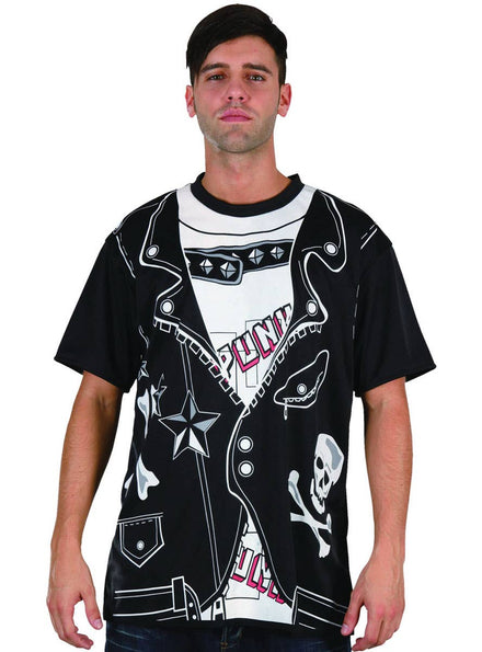 Black and White Punk Men's Costume Shirt