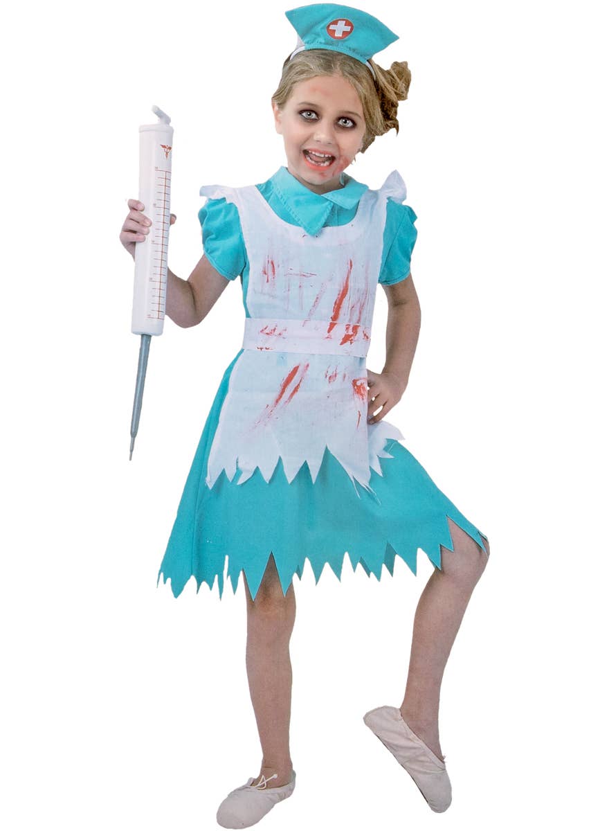 Girl's Blood Splattered Zombie Nurse Halloween Costume