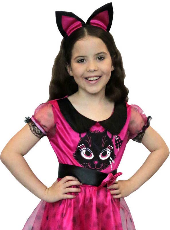 Little Kitty Girls Pink Cat Animal Costume - Close Image