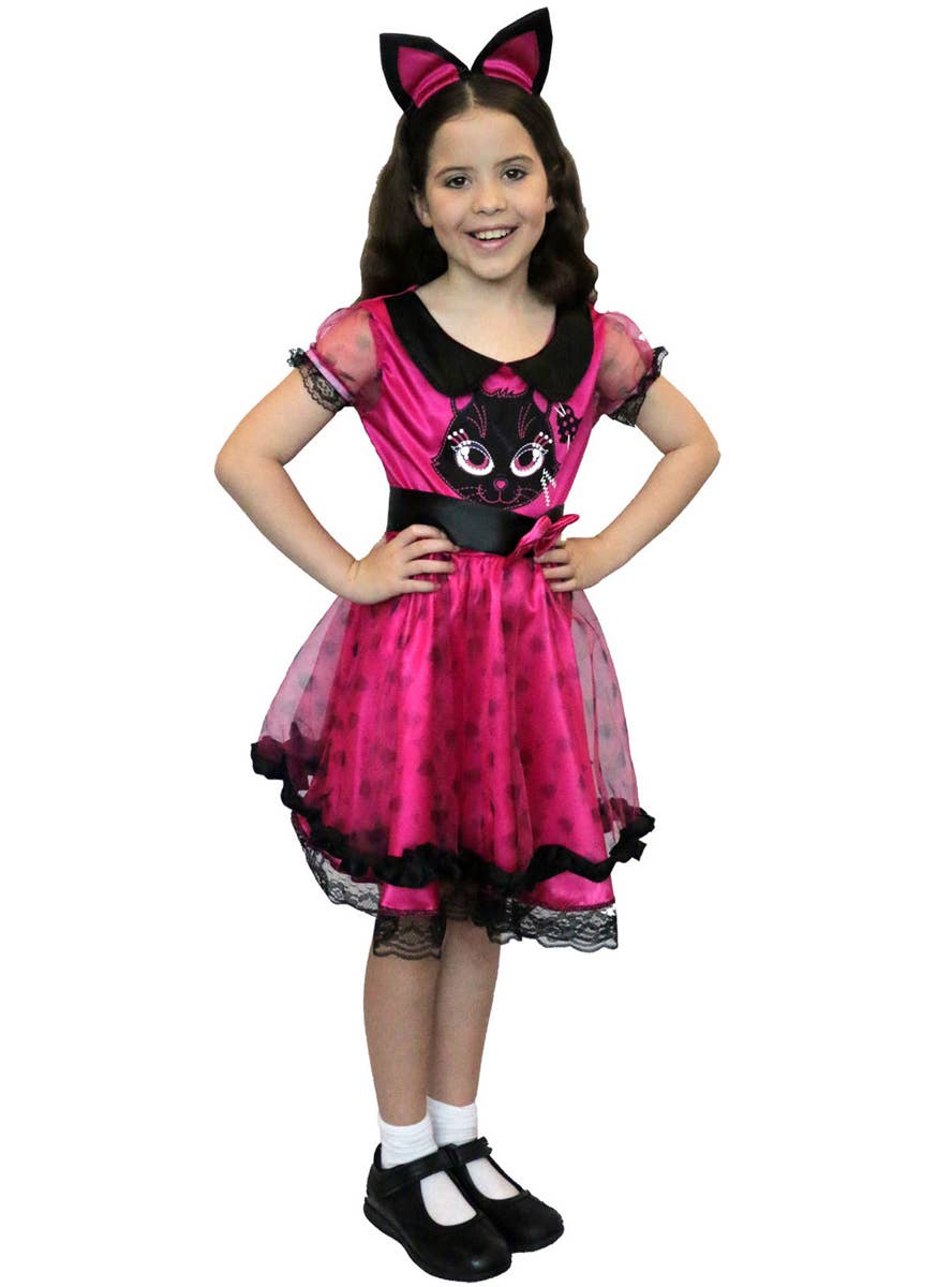 Little Kitty Girls Pink Cat Animal Costume - Main Image