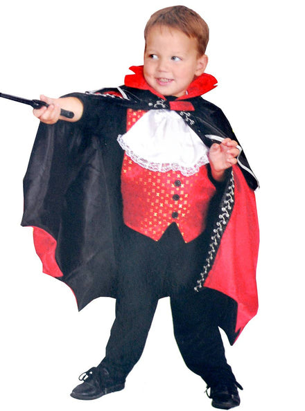 Boys Dracula Vampire Reversible Skeleton Fancy Dress Costume Main Image