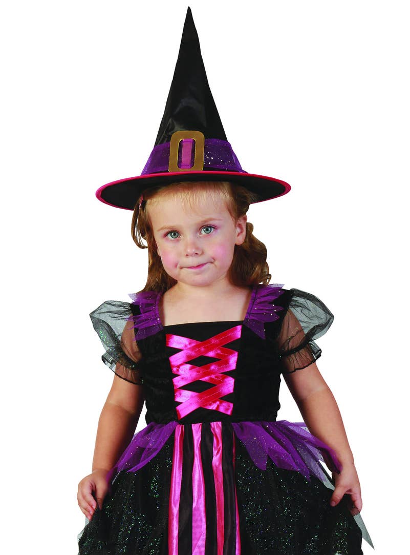 Glitzy Witch Toddler Girls Halloween Costume - Close Up